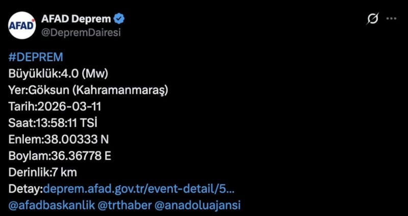 Kahramanmaraş'ta 4.0 Büyüklüğünde Deprem ve Artçı Sarsıntılar: Denizli-Çevresi Bilgilendirme