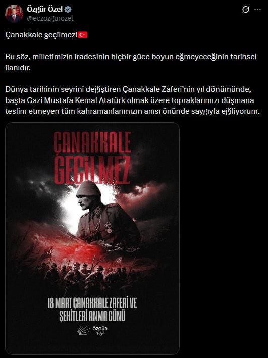 Çanakkale Zaferi’nin 111. Yıldönümünde Partilerin Mesajları: Milletin Birliği ve Bağımsızlık Vurgusu