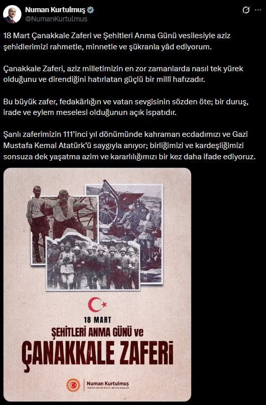 Çanakkale Zaferi’nin 111. Yıldönümünde Partilerin Mesajları: Milletin Birliği ve Bağımsızlık Vurgusu